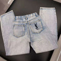 High-waisted jeans
